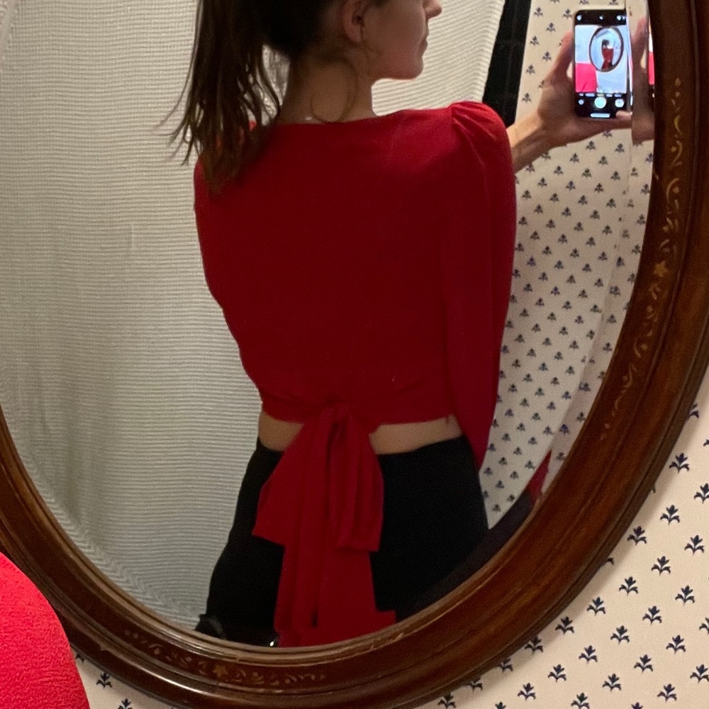 Red Flowy Top - Picture 5 of 5